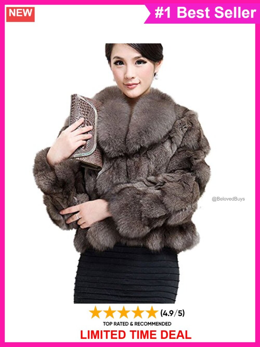 Real Fox Fur Coat Thick Warm Winter Jacket Lapel Collar Relaxed Fit